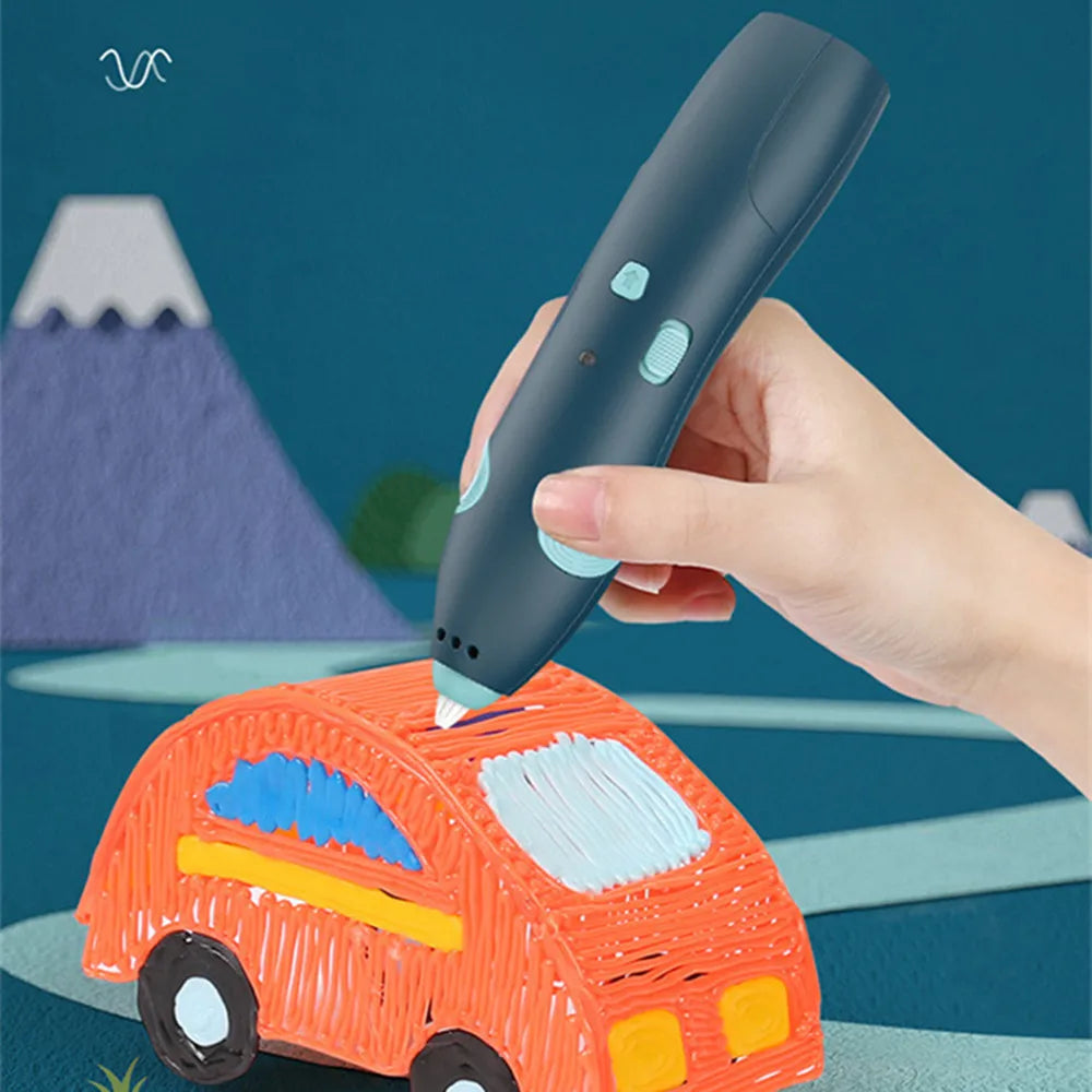 Not hot 3D Printing Pen Wireless Children's Stereo Graffiti Low Temperature Vibrato Baby Painting Child Smart Toy USB Charging