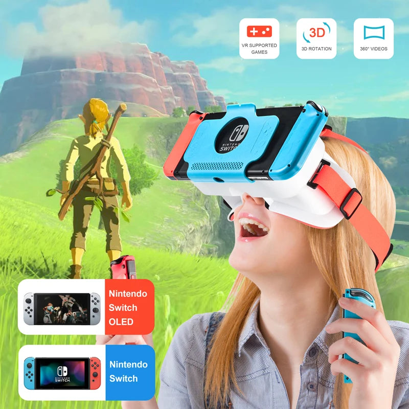 NS Switch OLED VR Headset Glasses 3D Virtual Reality Movies Gamer Headband Eyeglasses For Nintendo Switch Games Accessories