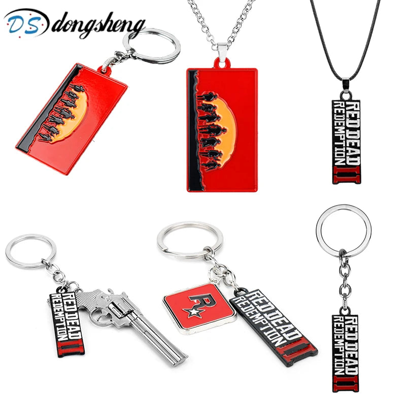 Game Red Dead Redemption 2 Keychain Metal Key Ring Chain 3D Gun For Men Car Women Bag Fashion Jewelry -50