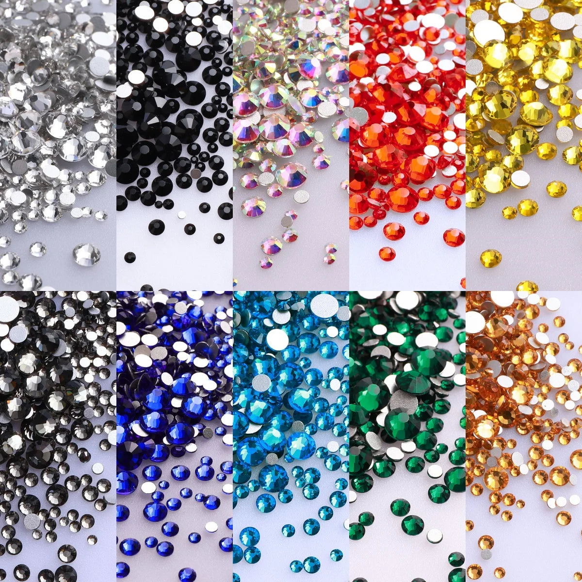 SS3-SS20 Mix Size Clear Crystal Non-Hotfix Silver FlatBack Rhinestones Decorations DIY Glitter Stones 3D Nail Art Accessories