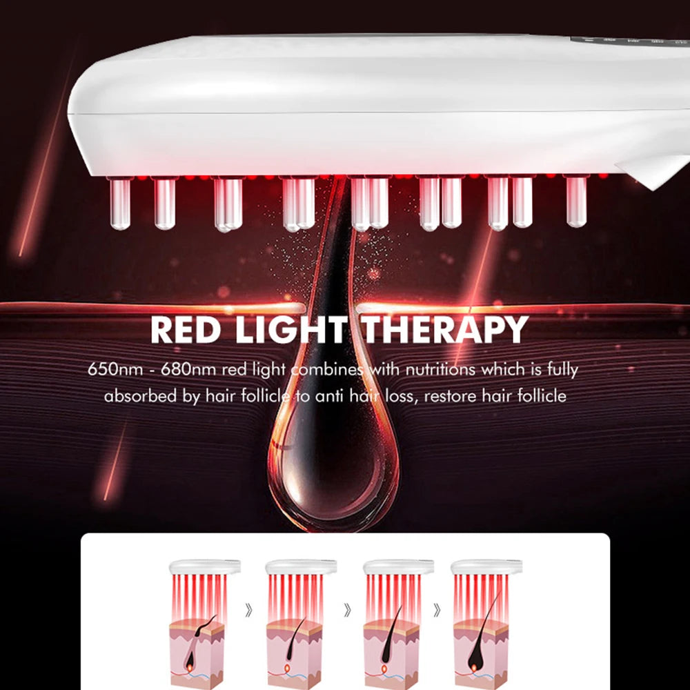 Electric Vibration Hair Growth Massage Comb Red Light Therapy Hair Massage Comb Portable Micro-current Medicine Applicator Comb