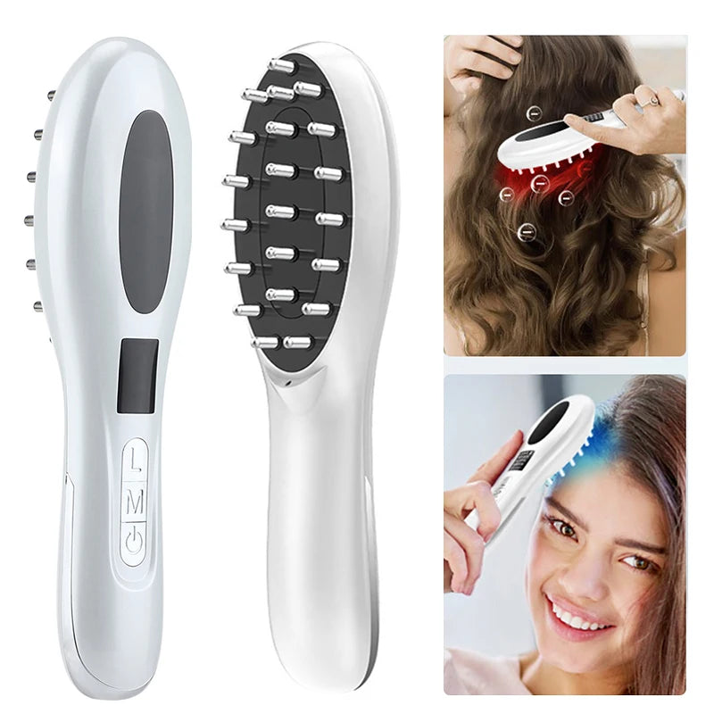 EMS Electric Massage Comb Vibration LED Blue Red Light Therapy Hair Massage Scalp Brush for Hair Growth Anti Hair Loss