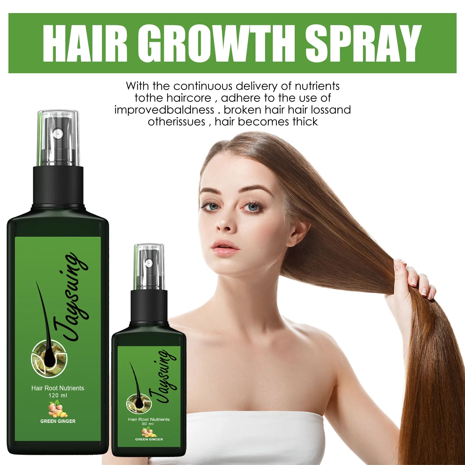 Fast Ginger Hair Growth Spray Roots Grow Anti Hair Loss Serum Liquid Scalp Damaged Treatment Repair Care Products Beauty Health