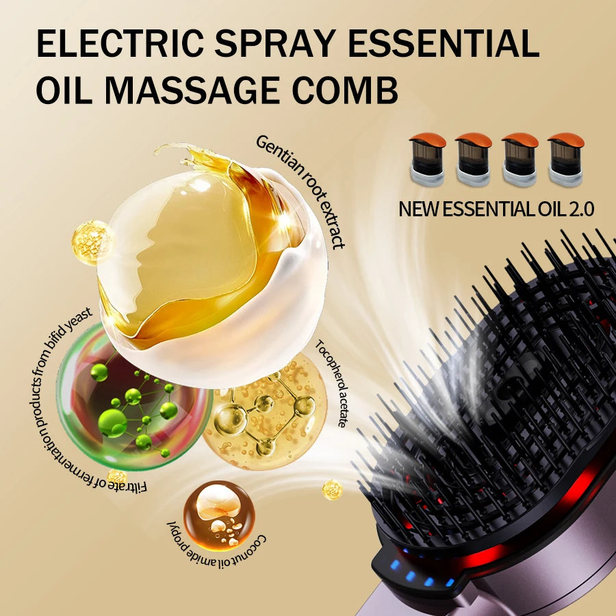 4in1 NIR Massage Comb Essential Hair Oil Applicator Bomb Included Head Spa Relaxation Treatment Plasma Photon Hair Comb Massager