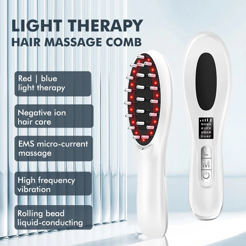 Electric Wireless Infrared Massage Comb Hair Growth Micro-current Vibration Hair Massage Scalp Brush Anti Hair Loss Hair Care