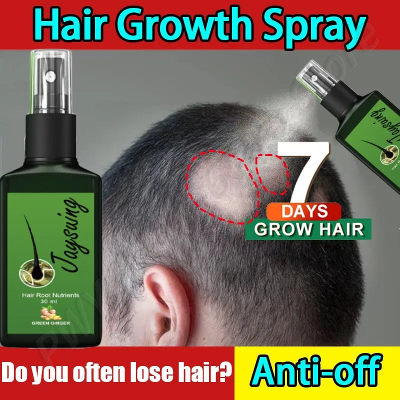 Fast Ginger Hair Growth Spray Roots Grow Anti Hair Loss Serum Liquid Scalp Damaged Treatment Repair Care Products Beauty Health