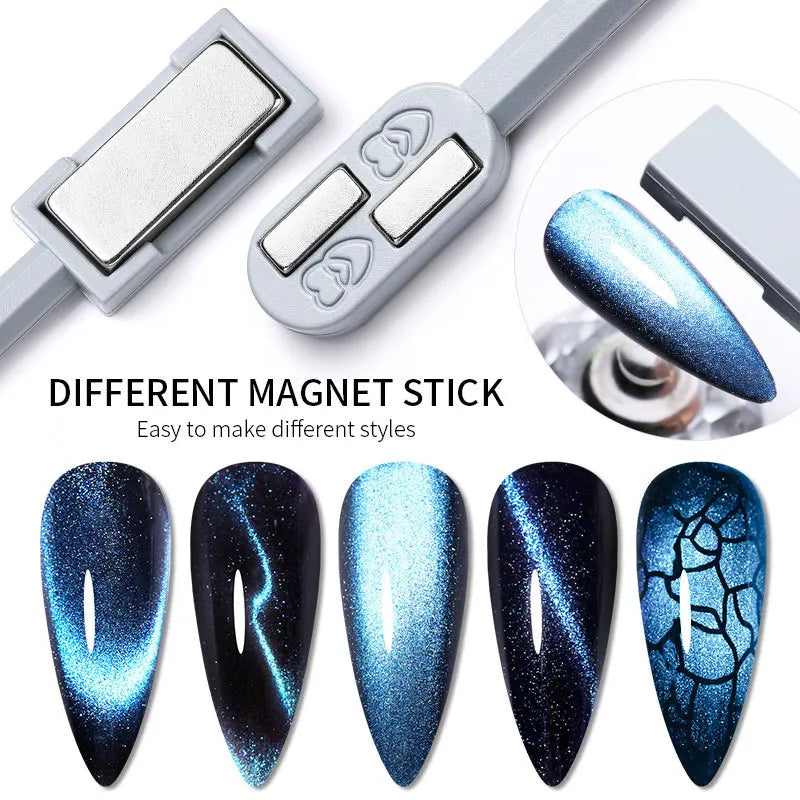 Nail Magnet 3D Magic Cat's Eye Glue Enhancement Tool for Lightning Pattern Double Head Powerful Cat's Eye Magnet Nail Art Magnet