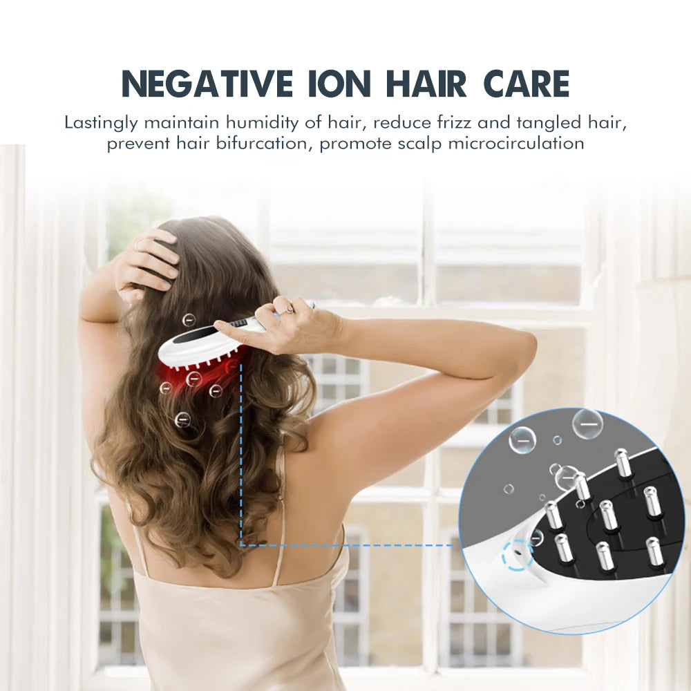 Electric Wireless Infrared Massage Comb Hair Growth Micro-current Vibration Hair Massage Scalp Brush Anti Hair Loss Hair Care